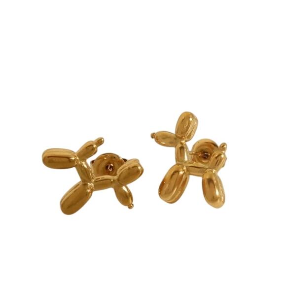Retail $25 14K Gold Plated Balloon Dog Studs*NEW little earrings - Picture 1 of 1